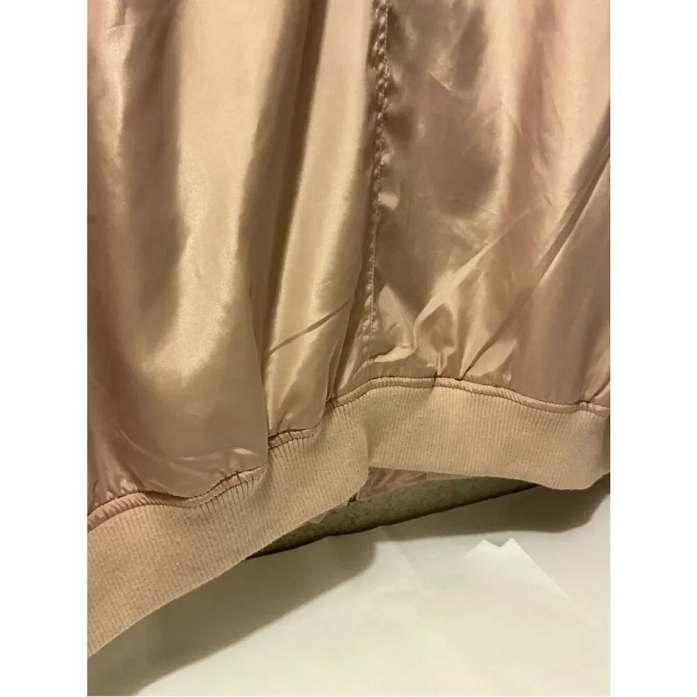 Angel Kiss Women's Light Pink Satin Bomber Jacket